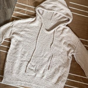 Cream-colored, cozy hooded knit sweater, worn once.